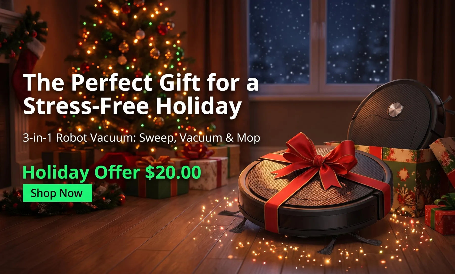 The perfect gift for a stress-free holiday: 3-in-1 robot vacuum, holiday offer $20.00