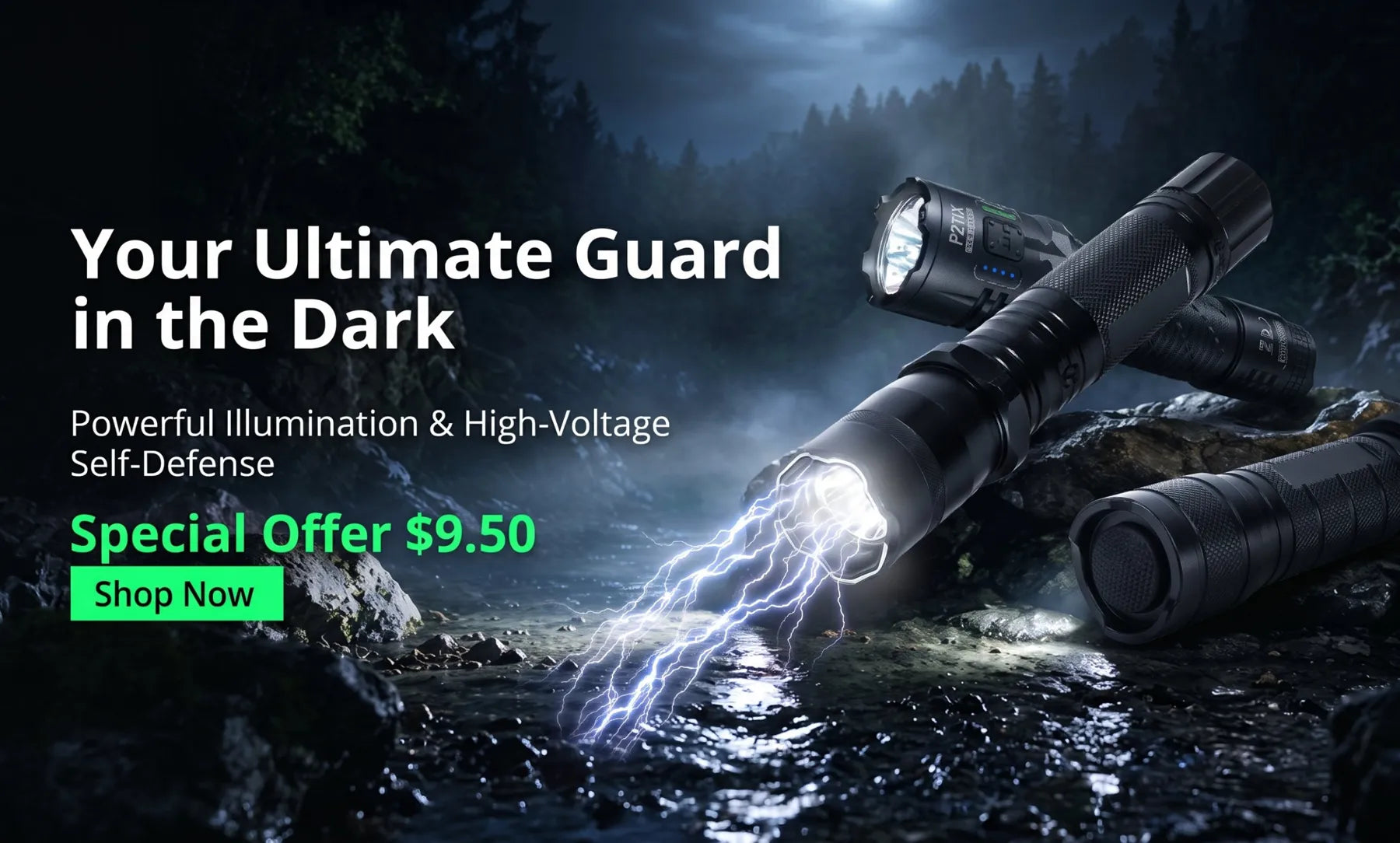 Your ultimate guard in the dark: tactical flashlight, special offer $9.50