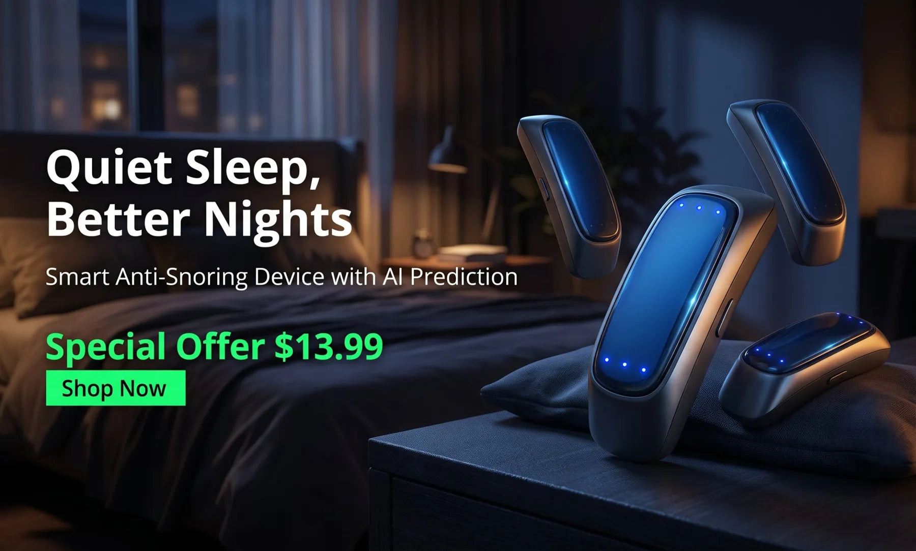 Quiet sleep, better nights: smart anti-snoring device, special offer $13.99